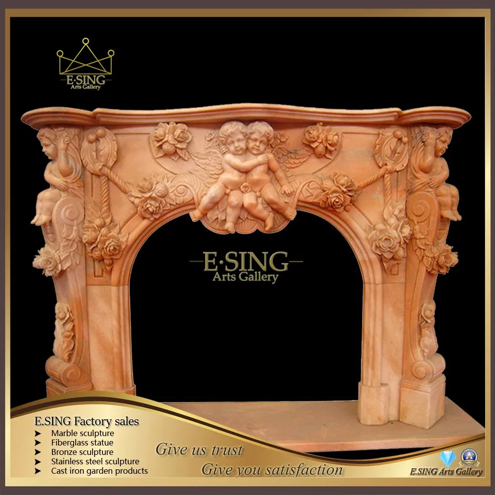 Indoor Usage Large Sculpture French Marble Fireplace