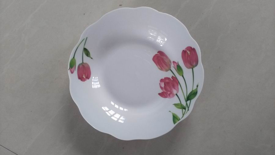 8"Soup Plate Cut Edge Cheap Flower Decal Porcelainware Ceramics Tableware