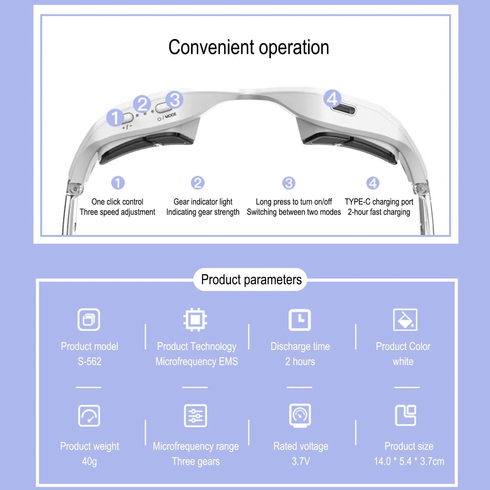 Wholesale Custom Newest EMS Micro Current Red LED Light Eye Skin Care Glasses Beauty Device Instrument