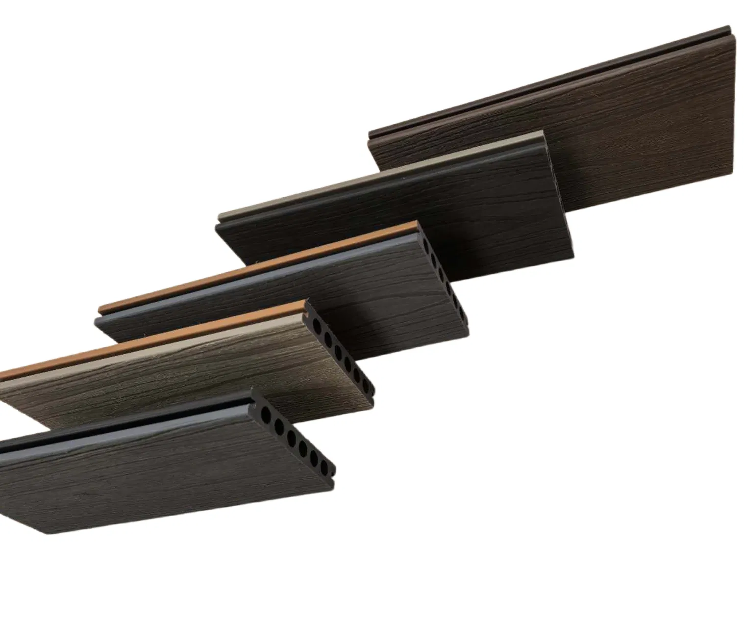 Eco-Friendly Fireproof Waterproof UV Resistance Solid/Hollow 2 Generation 3D Embossing Anthracite Composite Fencing Flooring Material for Outdoor Living Space