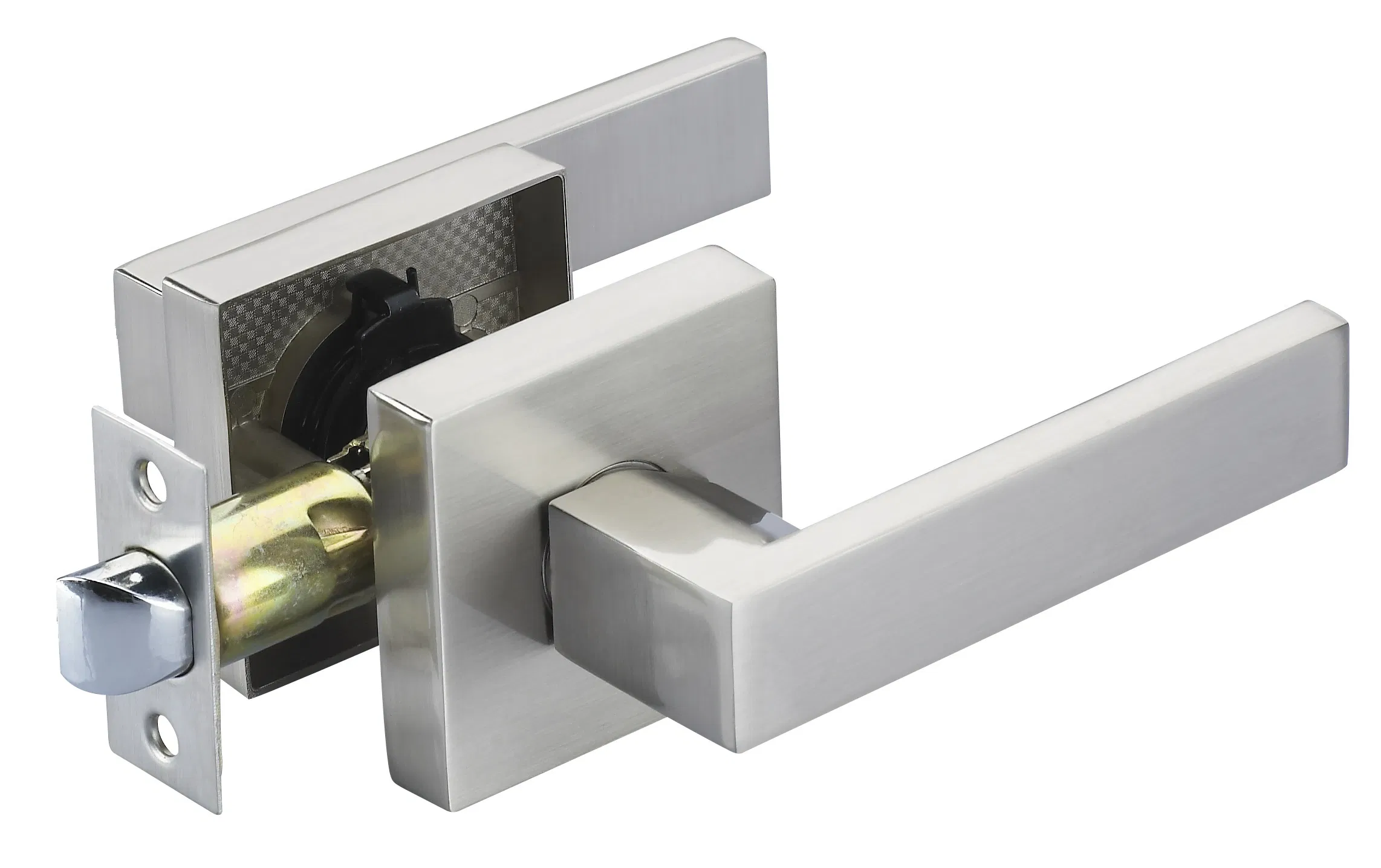 Modern Matte Black Bathroom Lock with Zinc Alloy Lever Design