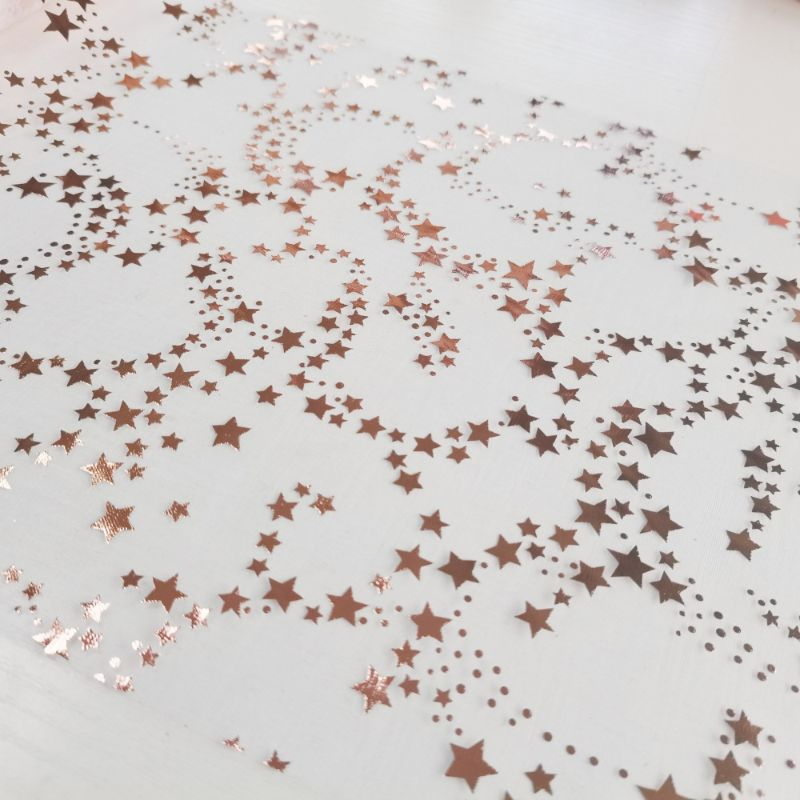 Metallic Printed Stars Organza Fabric Deco Rolls Used as Table Runner Cloth Table Mat Table Cover Chair Sash Christmas Tablecloth Home and Party Decoration