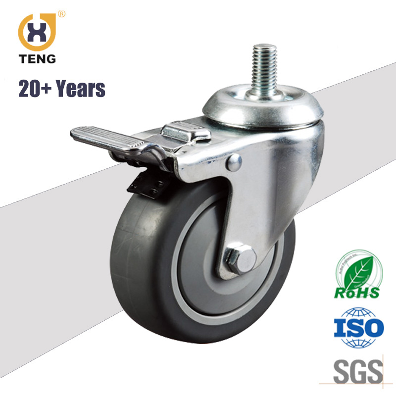 125mm Industrial Castor Screw Thread Caster Wheel with Brake