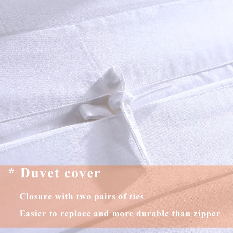 Wholesale White Hospitality Hotel 100% Cotton Fabric 4 Piece Bedding Set
