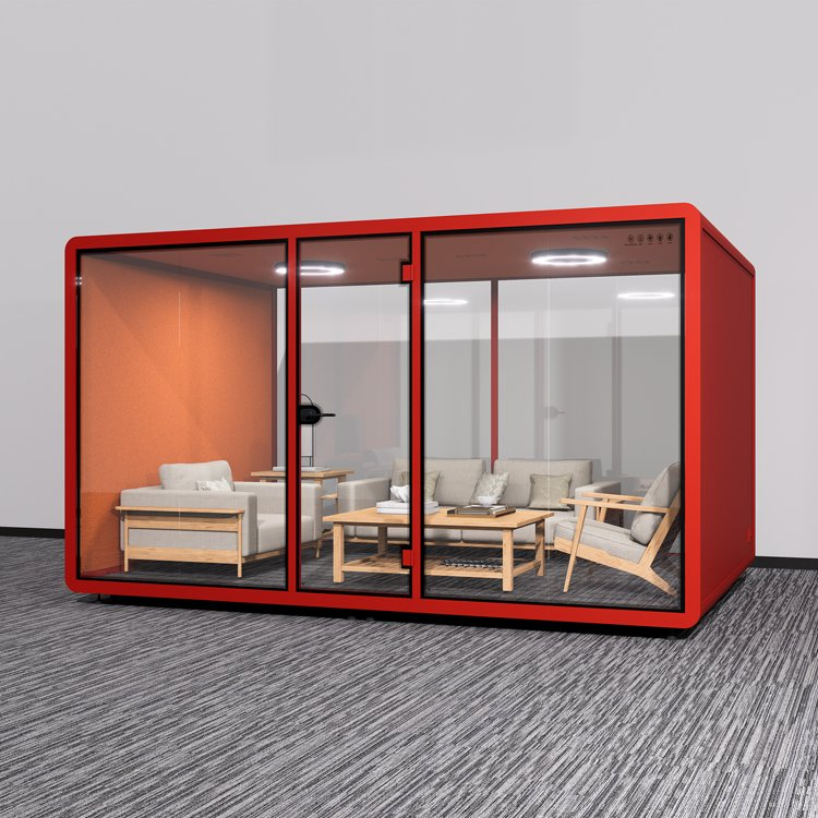 Soundproof Team Meeting Room with Power Outlets and Network Ports for Startup Coworking Space