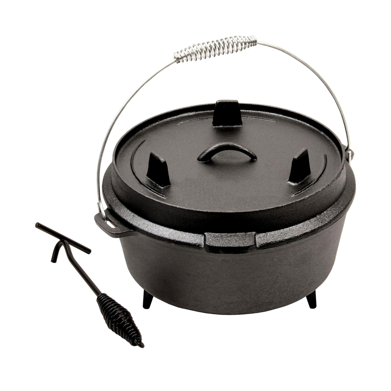 Чугунный походной котелок Dutch Oven на 3 ножках, 4.5 л