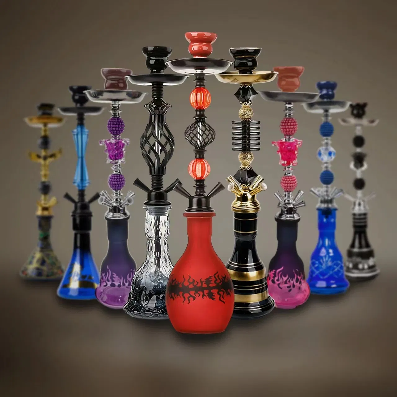 Various Styles of Arabic Hookah Medium Set Glass Pipe Hookah Tobacco Shisha