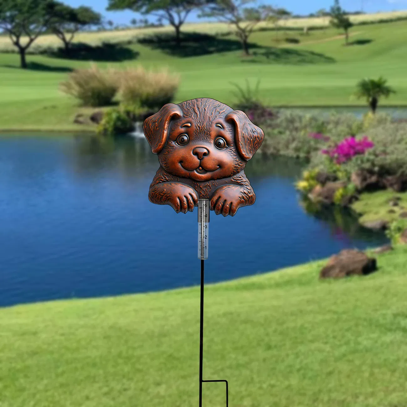 Stylish Garden Rain Gauge Stake with Grasshopper for Backyard Decor