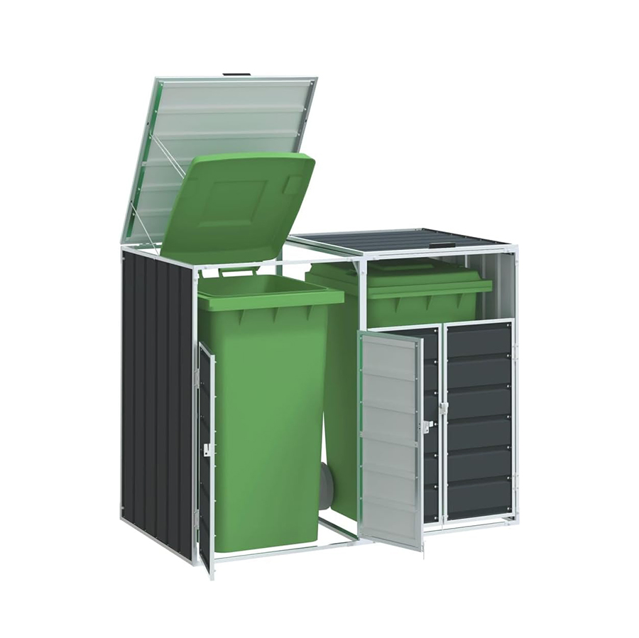 Metal Trash Can Garbage Storage Bin Shed for Commercial Outdoor Waste Management Patio Public Area Recycling