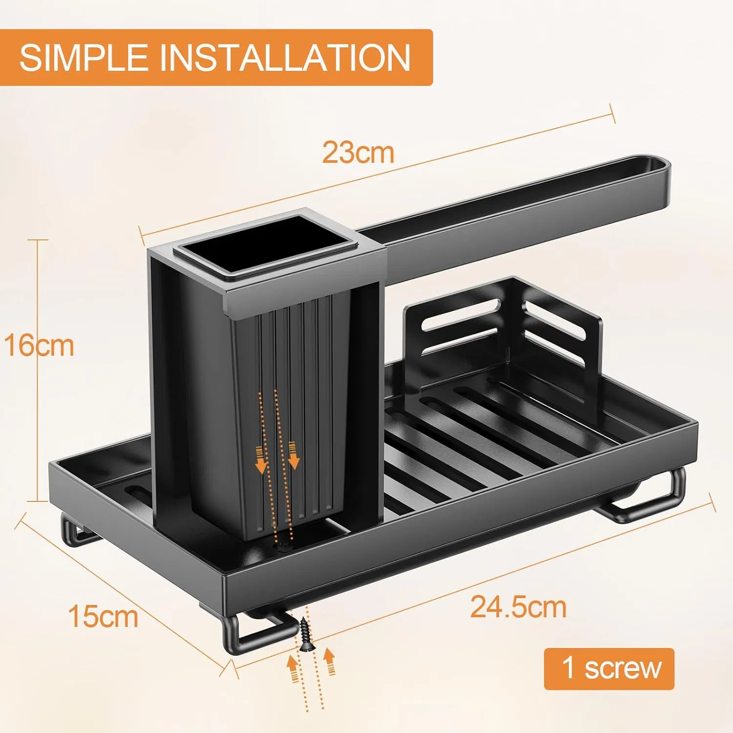 Stainless Steel Sponge Holder Dish Cloth Holder Sink Organiser with Drain Pan