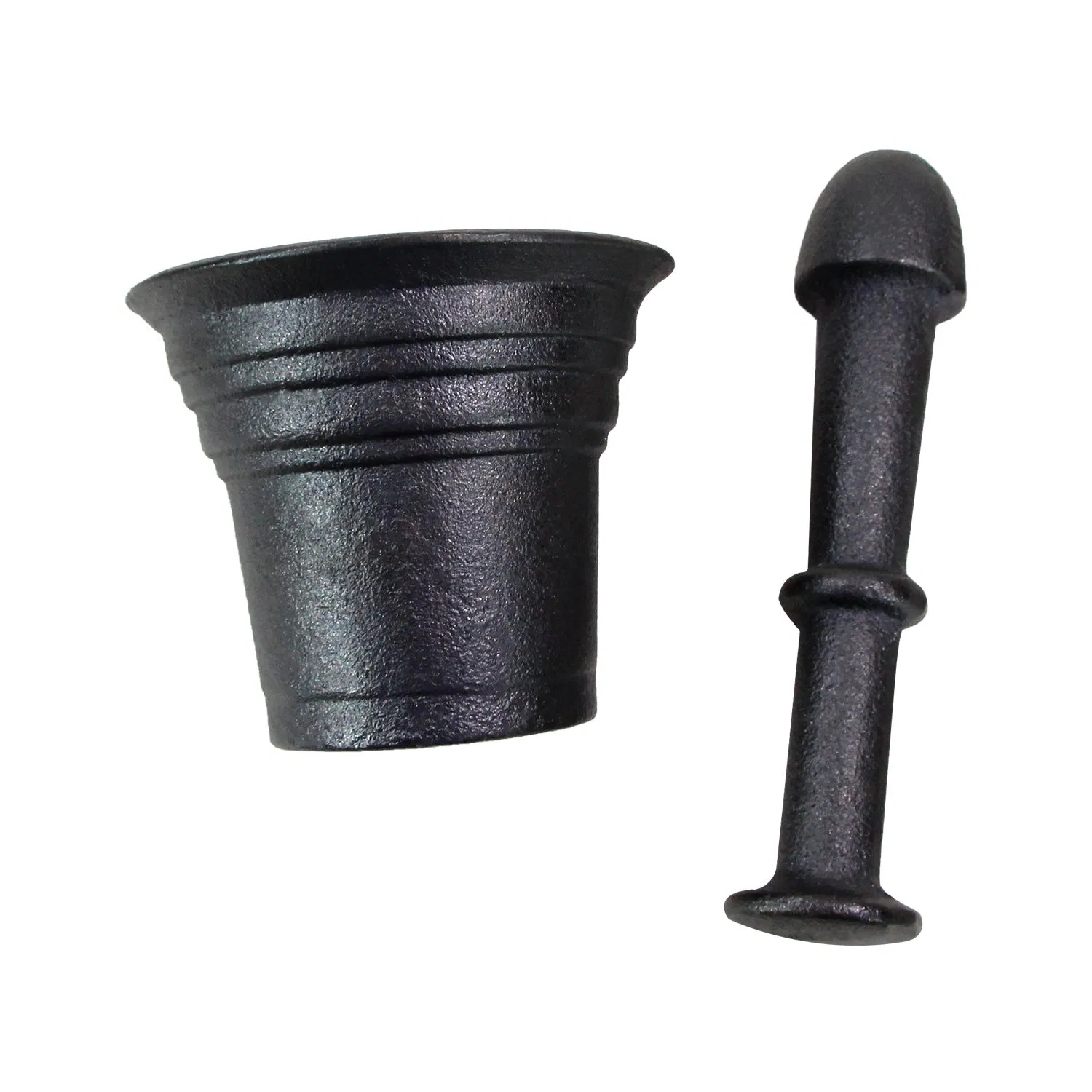 Чугунная ступка с пестиком, черная