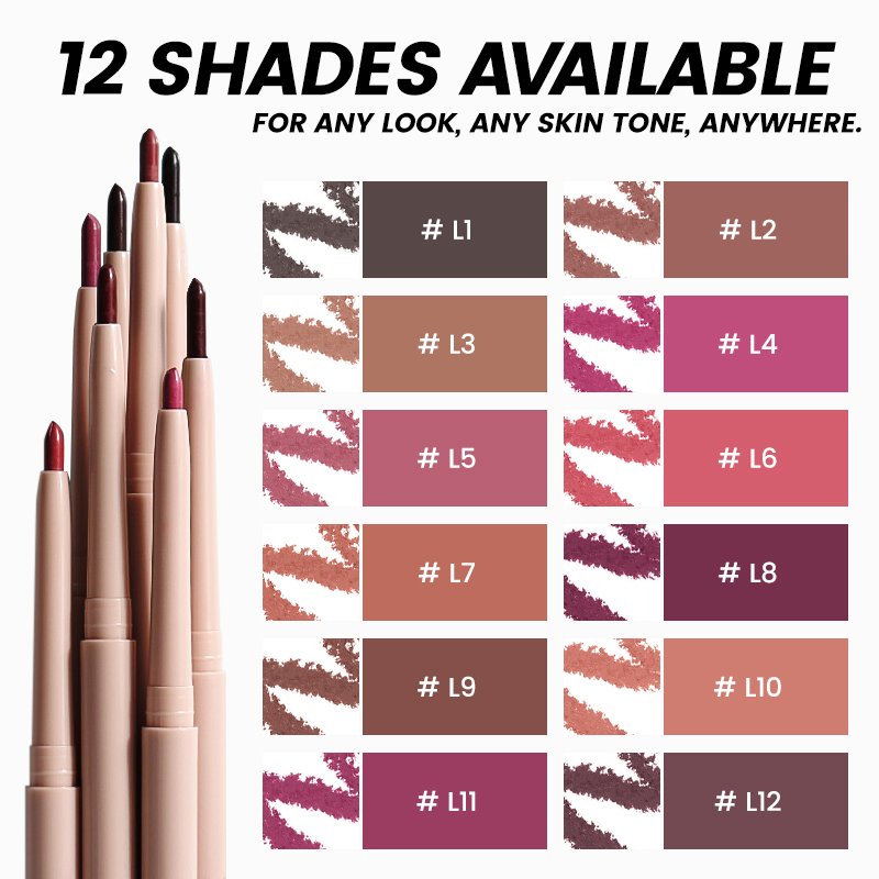 12 Colors Extension-Type Flesh Pink Lipliner Lasting Waterproof Custom Simple-Style Wholesale Lipliner