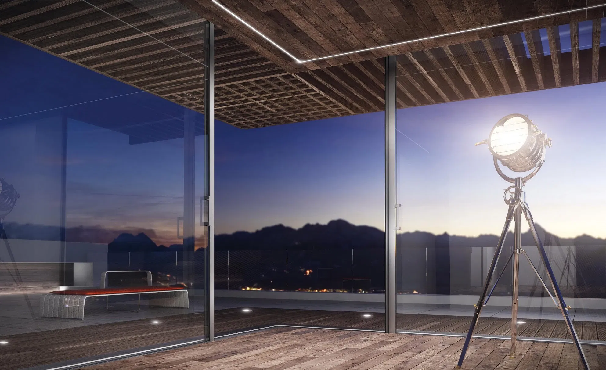 Стеклянная раздвижная дверь для зонирования пространства