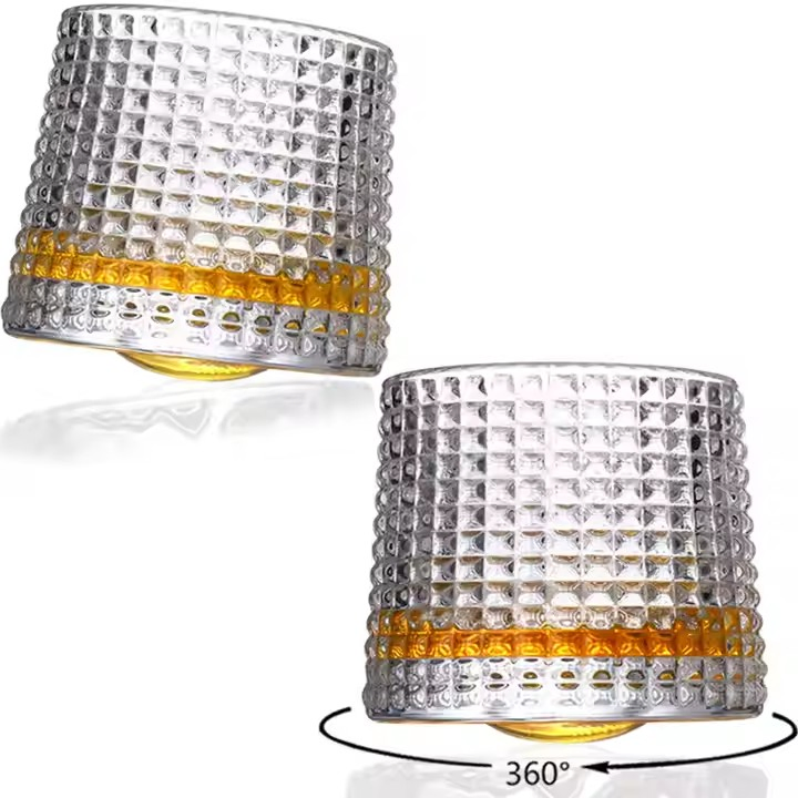 Embossed Creative Wine Glass Rotatable Whiskey Cups for Party and Wedding Use