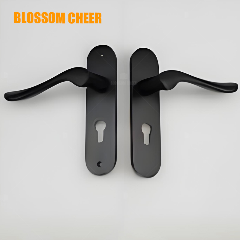 Premium Black Bedroom Door Lock Set in Durable Wood and Aluminum