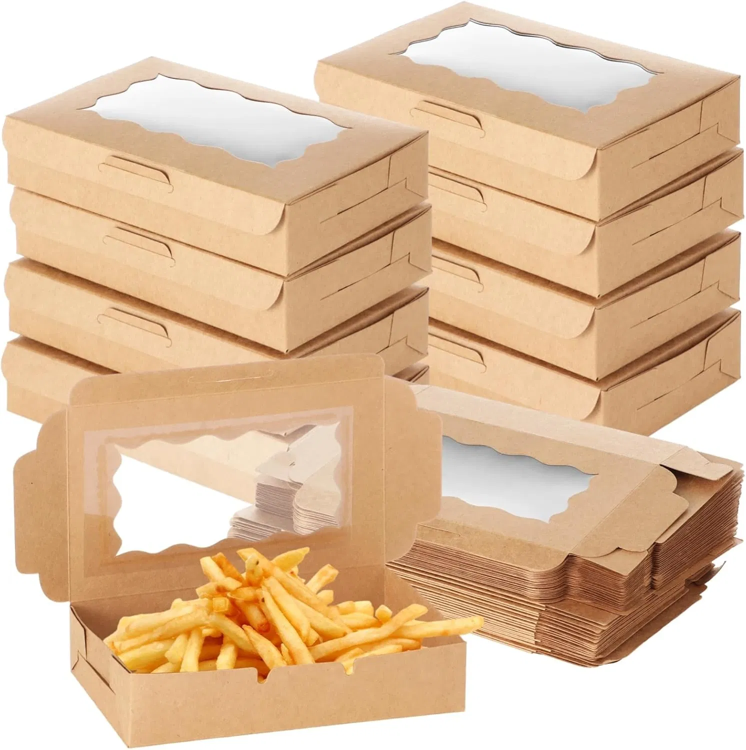 Disposable Biodegradable Fast Food Takeaway Kraft Paper Lunch Box Salad Noodles Sandwich Sushi Takeaway Boxes with All Custom