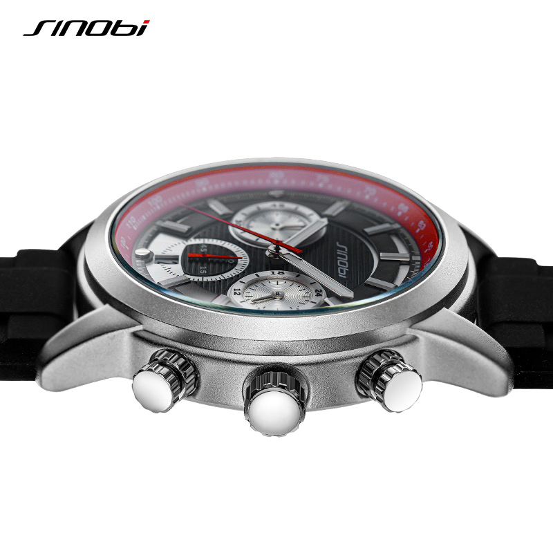 Sinobi S9865g Fashion Causal Men's Stainless Steel Strap Design-Forward Multi-Fucntional Quartz Watch
