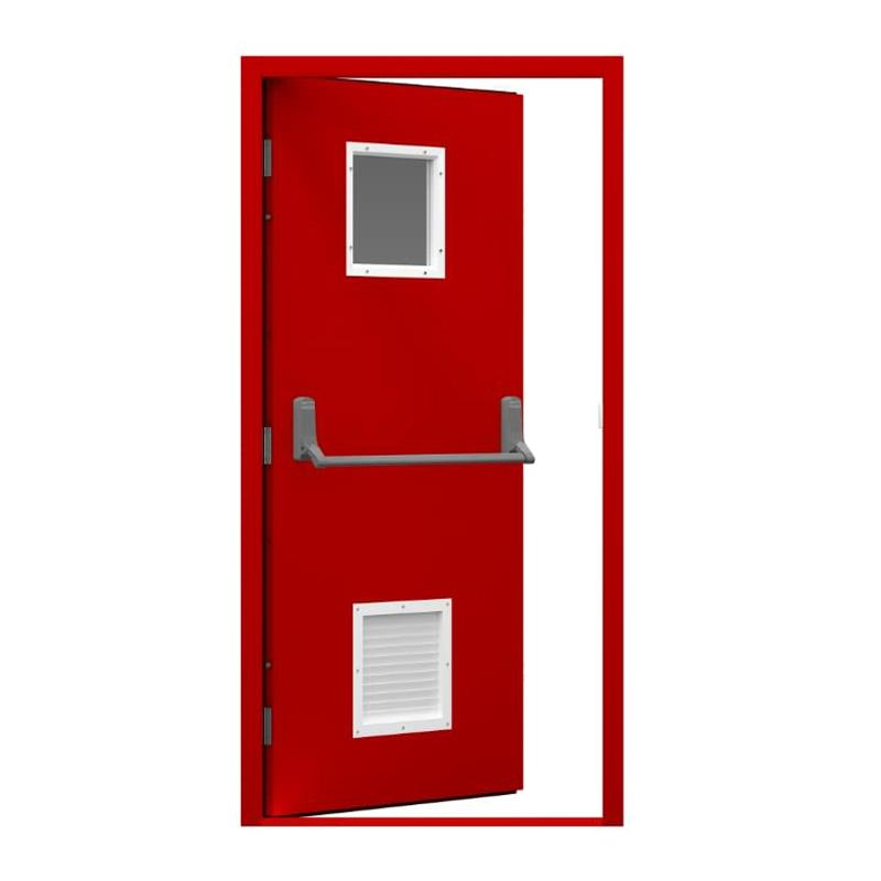 60minutes Red Color Fireproof Galvanized Steel Doors Safety Metal Fire Rated Hospital Doors in China