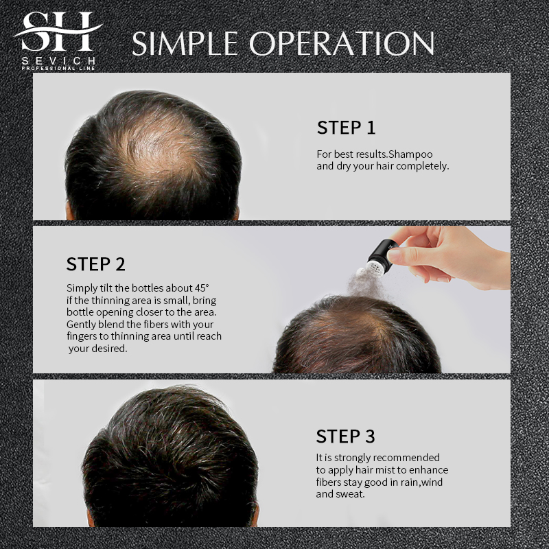 Sevich 3G Hair Building Fibers Keratin Plant Fiber Applicator Anti Loss Thickening Hair Growth Powder
