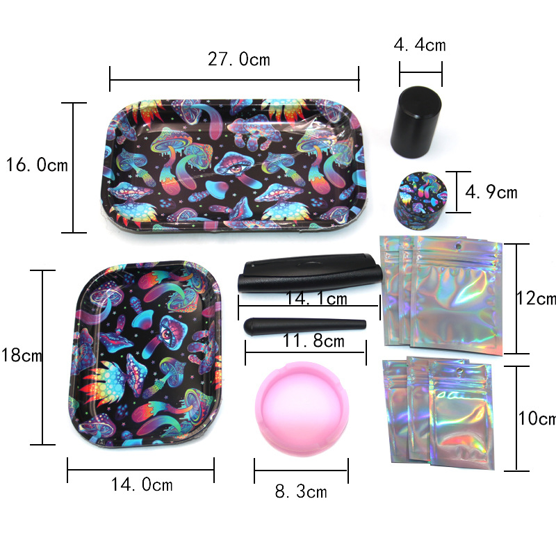 13 Pieces Rolling Tray Set Magic Mushroom Cigarette Smoking Set
