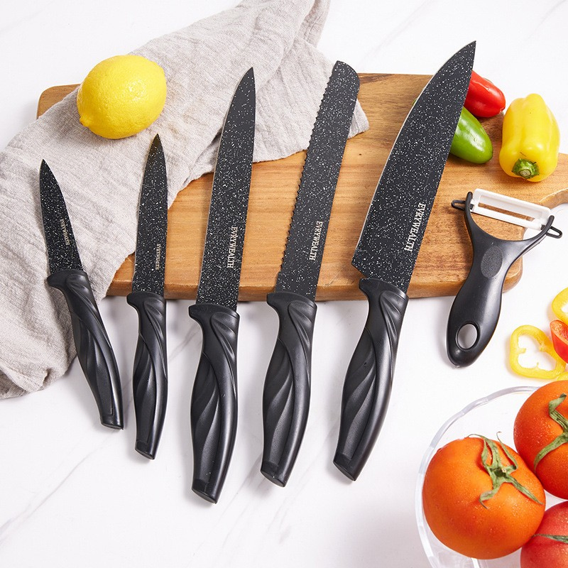 2024 Ceramic Kitchen Knife Set of 6 Sharp Blade Cutlery Peeler