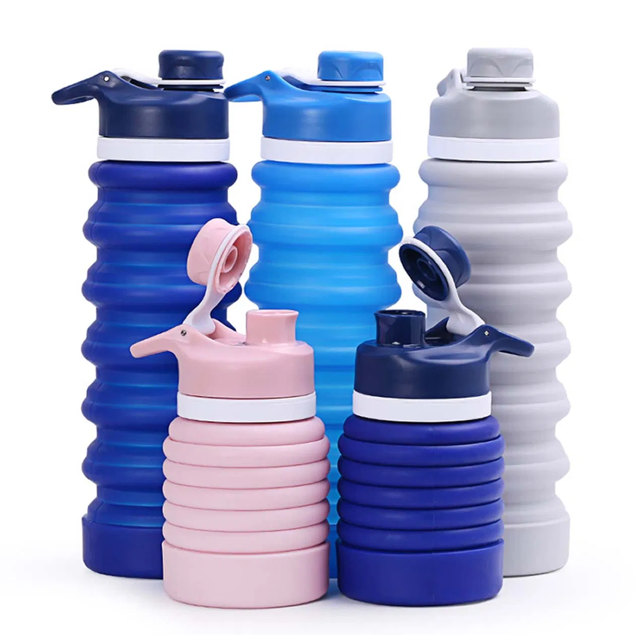 Custom Logo Collapsible Drink Bottle Sports Foldable Silicone Drinking Water Bottle
