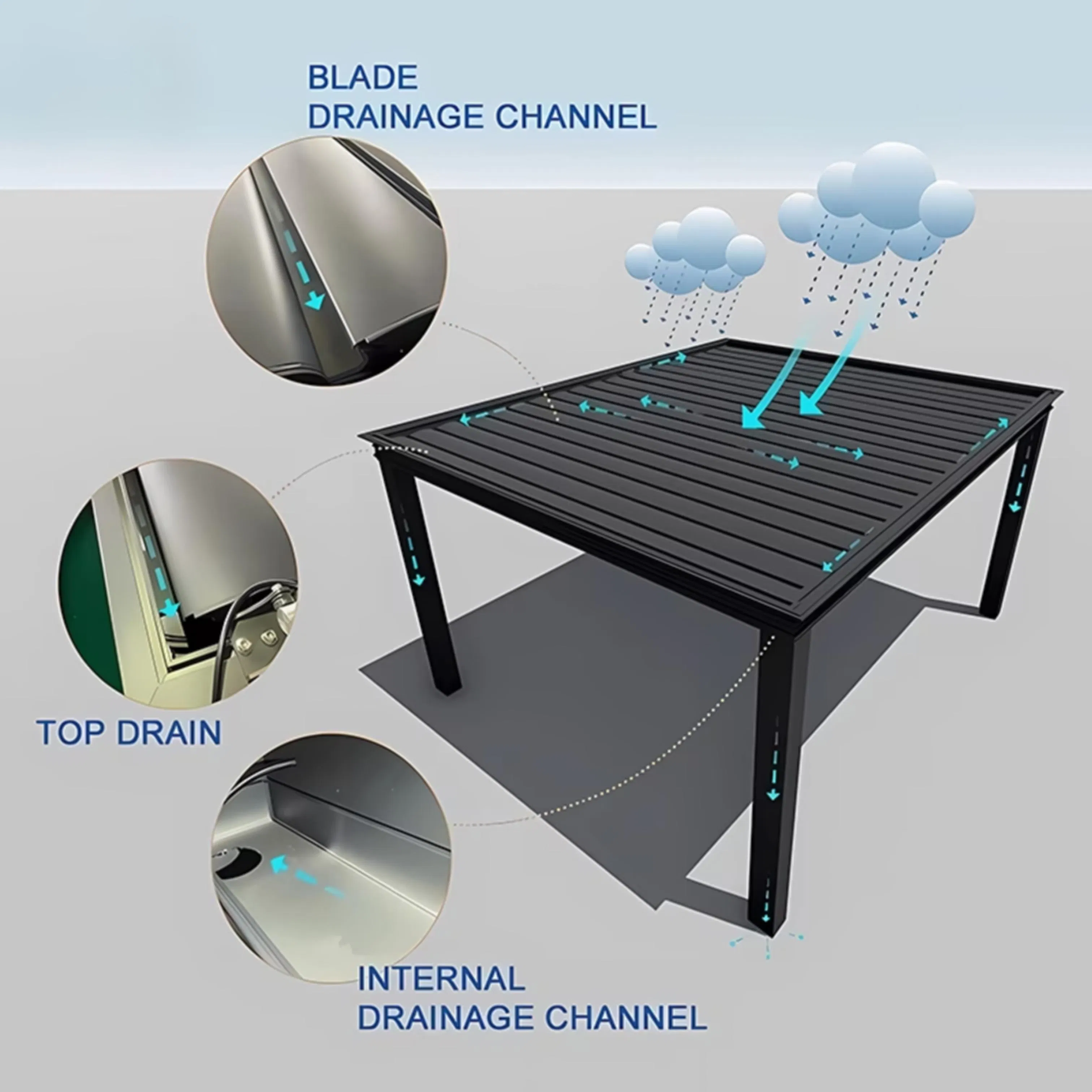 Outdoor Deluxe Adjustable Louvered Roof Aluminum Pergola