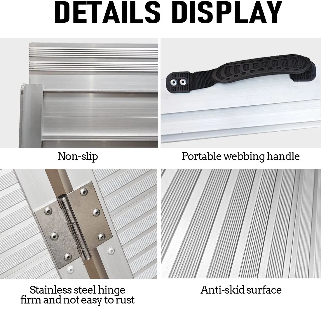 Алюминиевая складная рампа для порога, 4-секционная