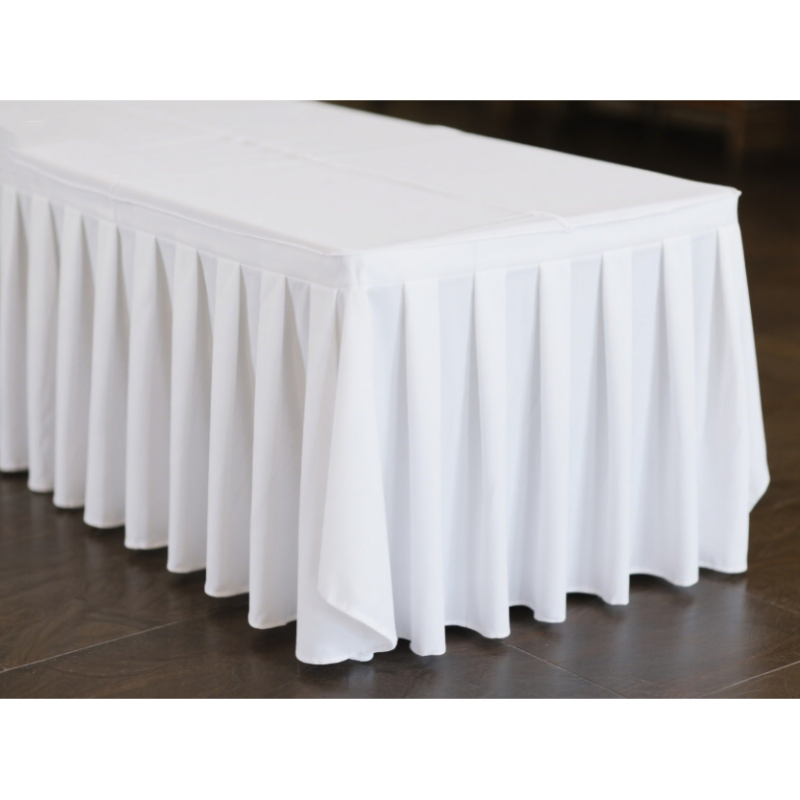 Custom Pleat Premium Inherently Fire Resistant Table Skirt for Wedding Hotel Party