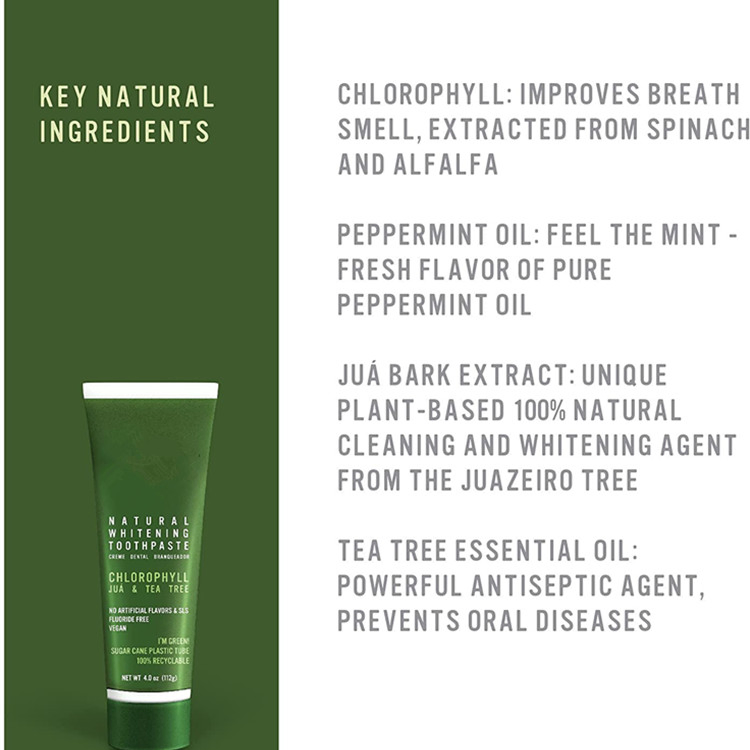 Natural Premium Tea Tree & Chlorophyll Whitening Fluoride-Free Toothpaste