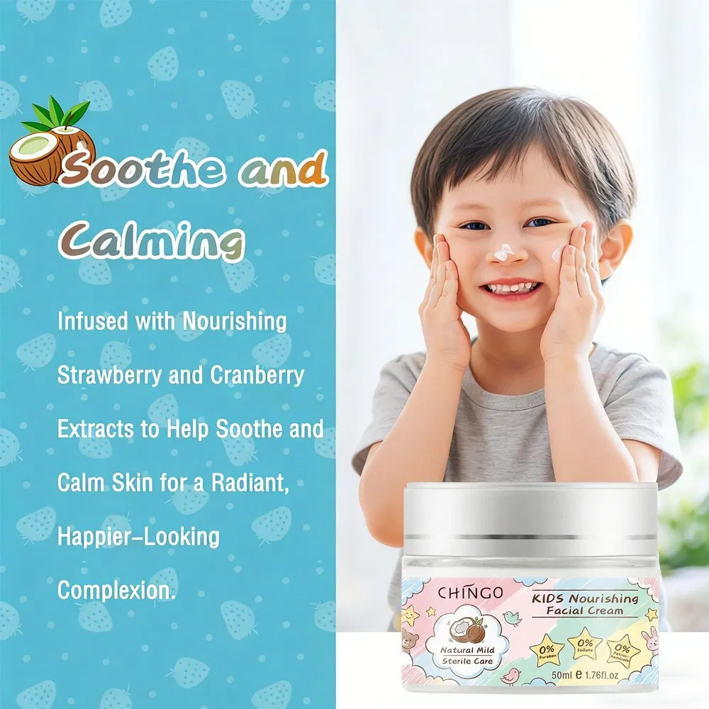 Natural Mild Kids Nourishing Facial Cream Soothing Hydrating Reduces Redness Irritation