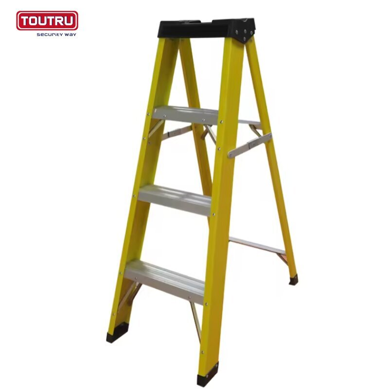 Solid Steel Step Ladder Fiberglass Step Ladder with Convenient Top Tray 3-Step Ladder