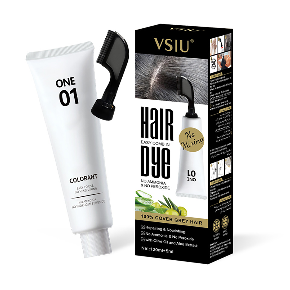 No Peroxide Hair Dye Shampoo Hair Color Comb Easy to Use 100% Covers Grey Hair