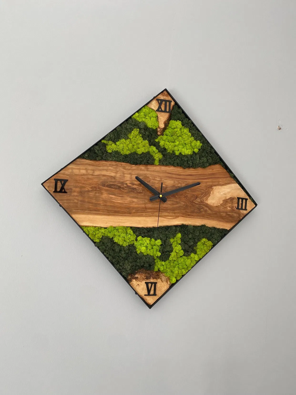 Custom Made Moss & Wood Wall Clock Custom Wall Decor Gift