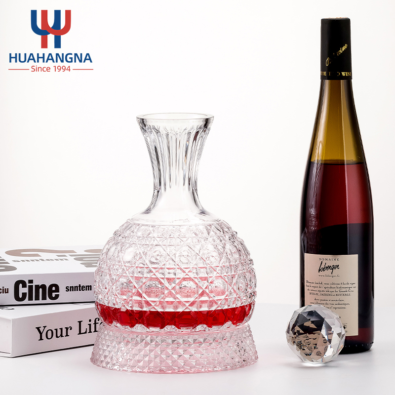 1500ml Lead Free Crystal Glass Rotating Red Wine Aerator Decanter Set in Gift Box with Stopper