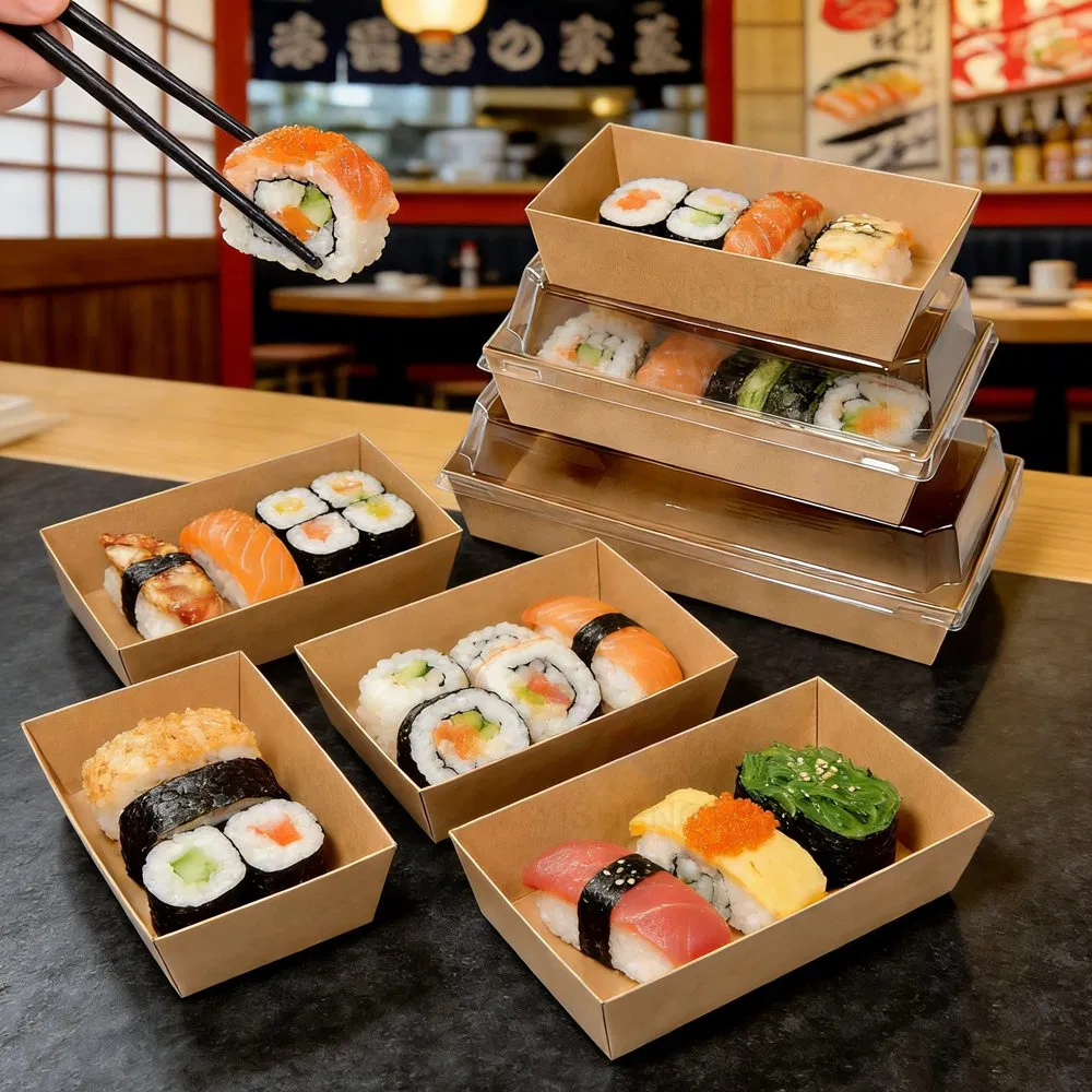 High-Quality Custom Takeout Disposable Food Grade Sushi Charcuterie Packaging Paper Box with Logo