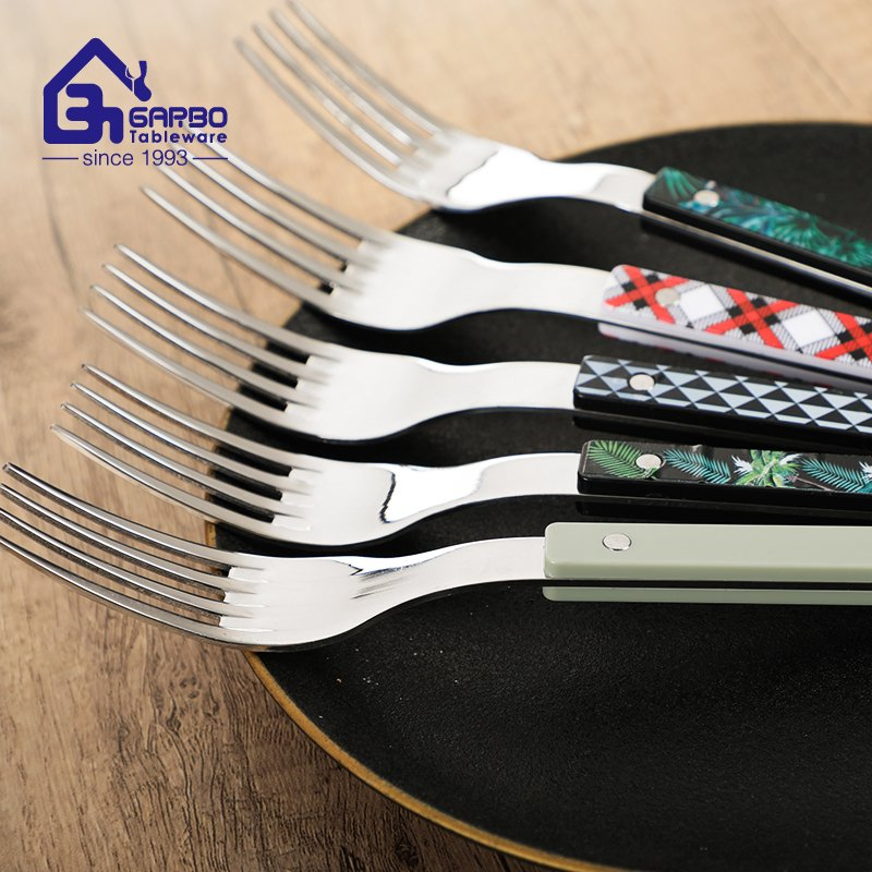 Plastic Printed Pattern Design Handle Dinner Fork for Home