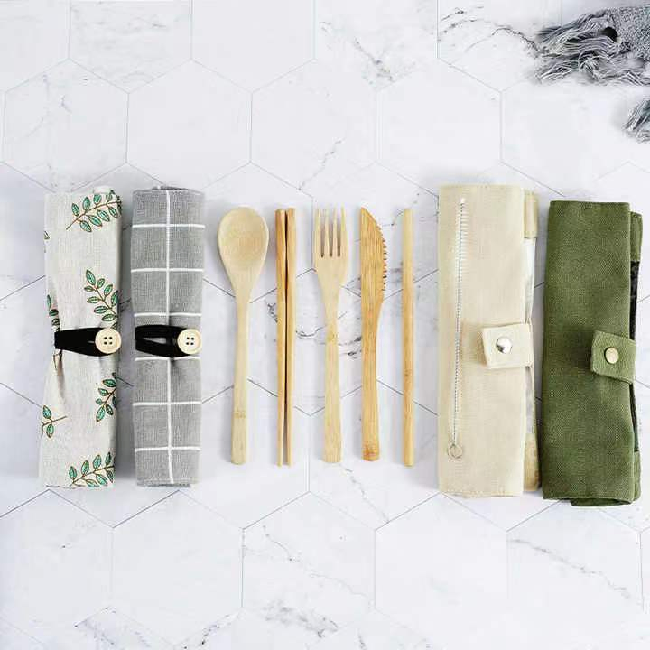 Eco-Friendly Bamboo Utensil Travel Set Camping Portable Cutlery Sets
