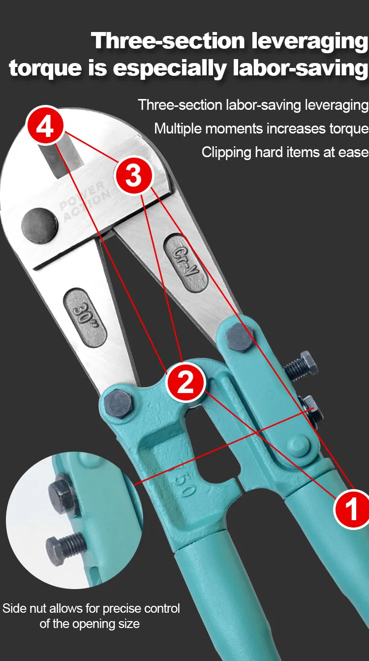 Power Action Professional Hand Hardware Tools High Quality Cable Wire Bolt Cutter
