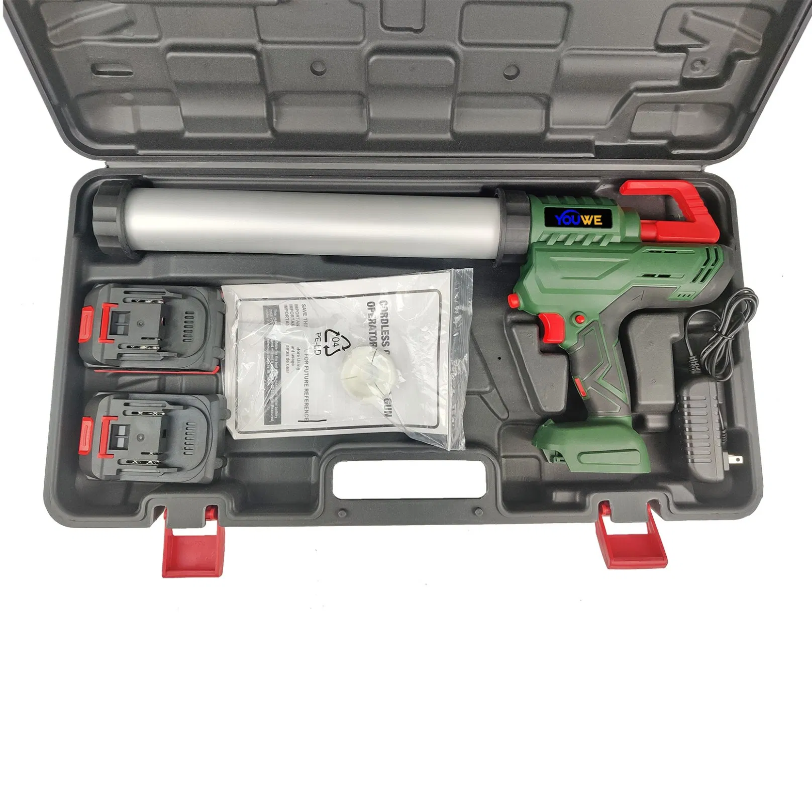 Cordless Caulking Gun Kit with Li-ion Battery and Charger Smooth Dispensing Action