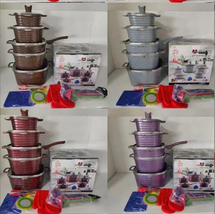 Heavy Weight Granite Cooking Pot Set 21PCS Cookware Sets Wk Die Casting Cookware Sets Nonstick Non-Stick Non Stick Granite Cookware Set