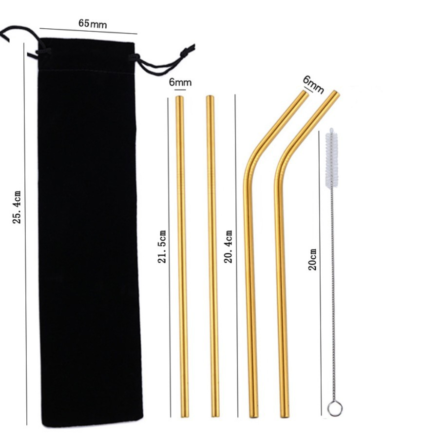 Colorful Portable 304 Stainless Steel Straw Set