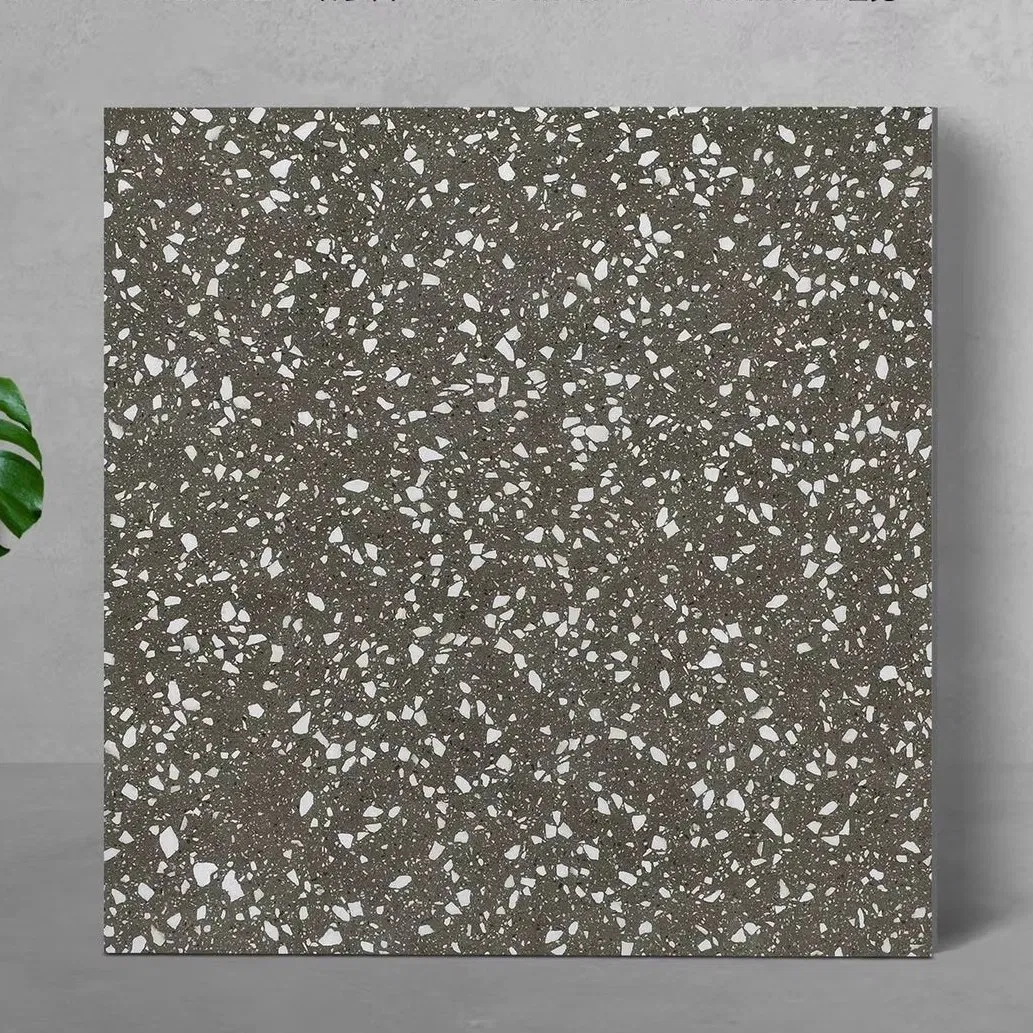 600 or 800 Rustic Cement Interior Tile Porcelain Ceramic Dark Grey Look Terrazzo Slab for Balcony Wall and Floor