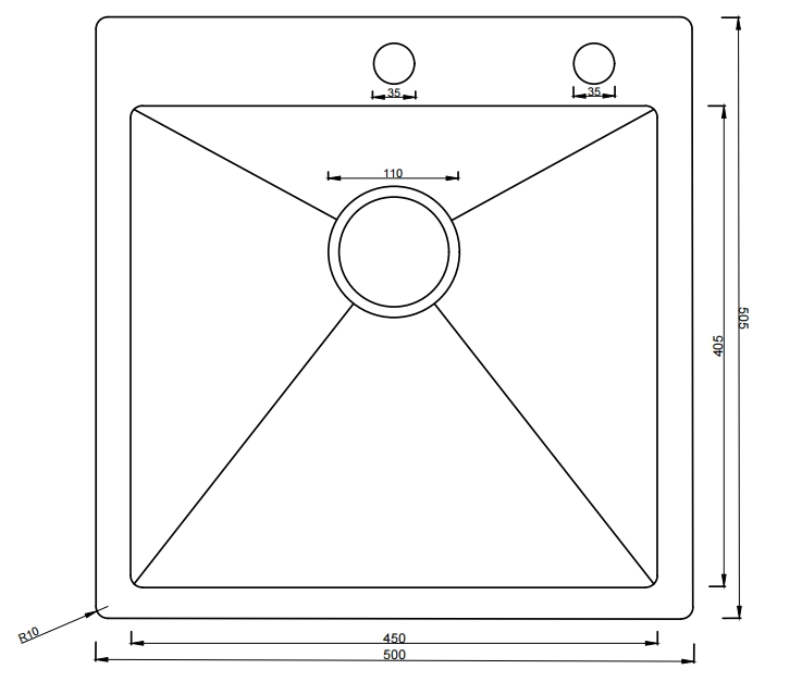 Brushed Stainless Steel Original Color Conventional Kitchen Handmade Sink Factory in China