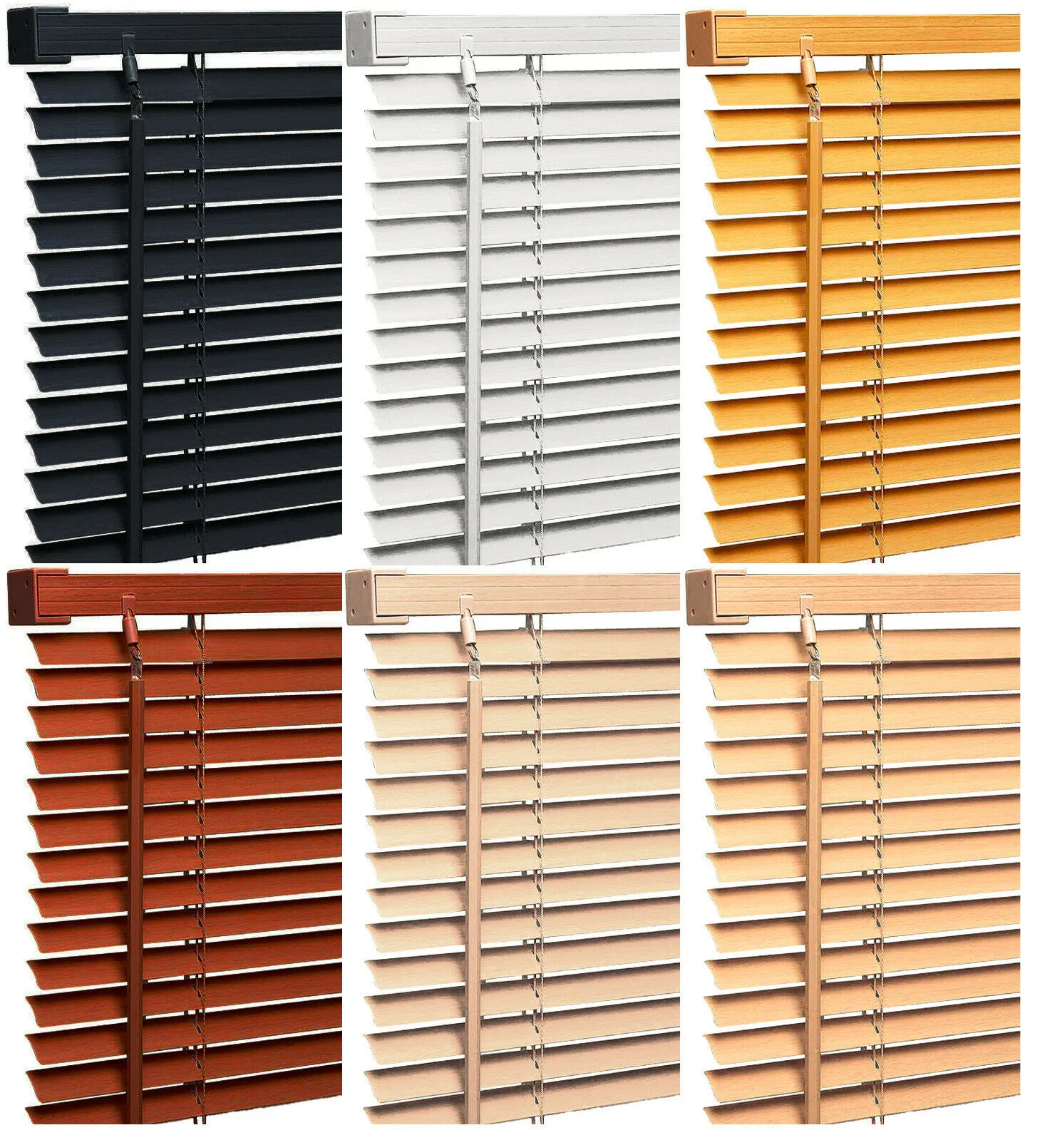 Cordless 2 Inch 50mm Faux Wood Blinds for Window