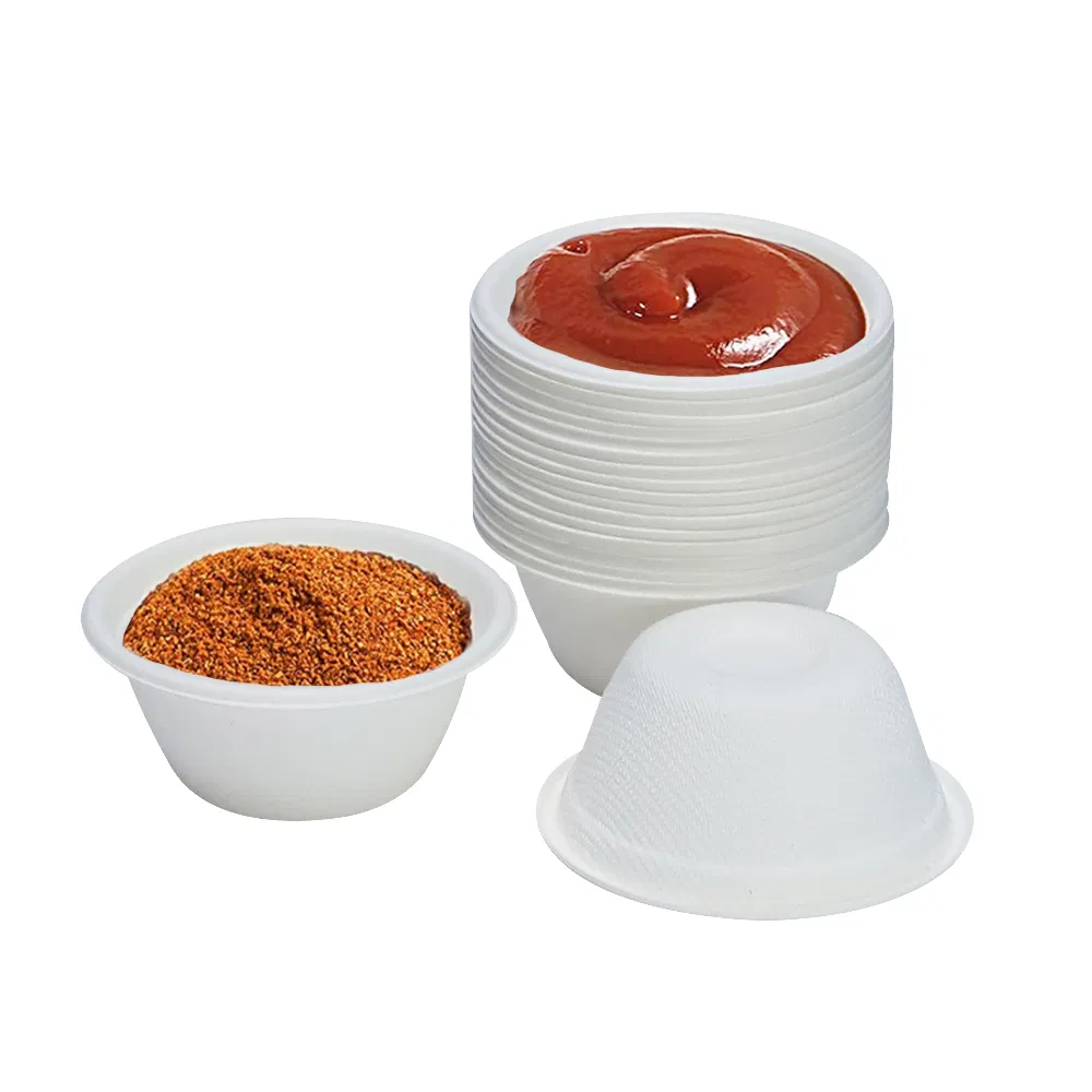 Disposable Biodegradable Sugarcane DIP Sauce Cup with Complete Sizes for Restaurant
