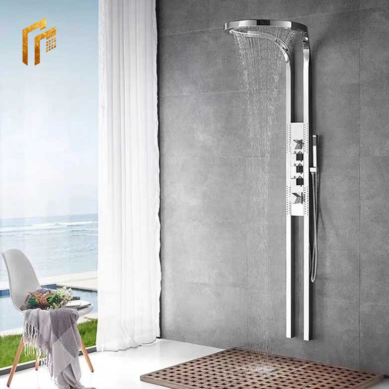Factory Direct Price Toktik Multi-Functional Multi Head Chrome Waterfall Rainfall Wall Mounted Massage Shower Panel