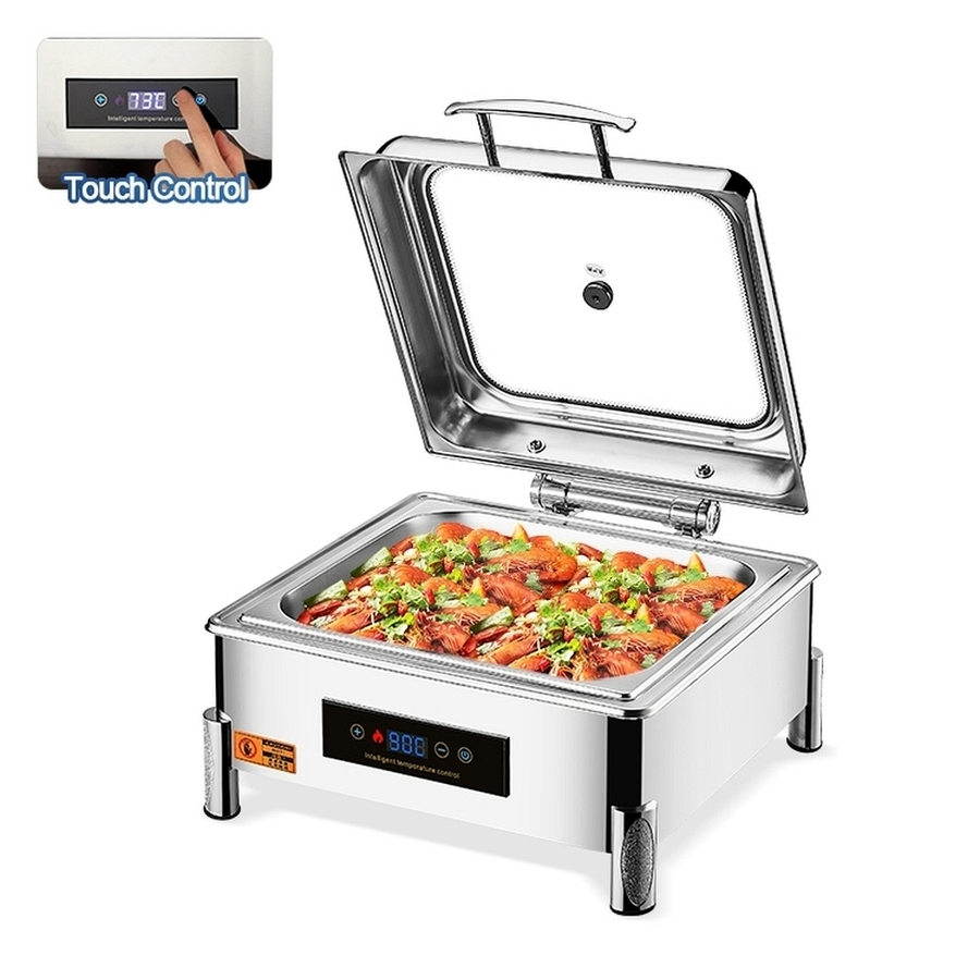 Space-Efficient Feet Large Glass Dry Heat Square Food Warmer Buffet Bar Stove