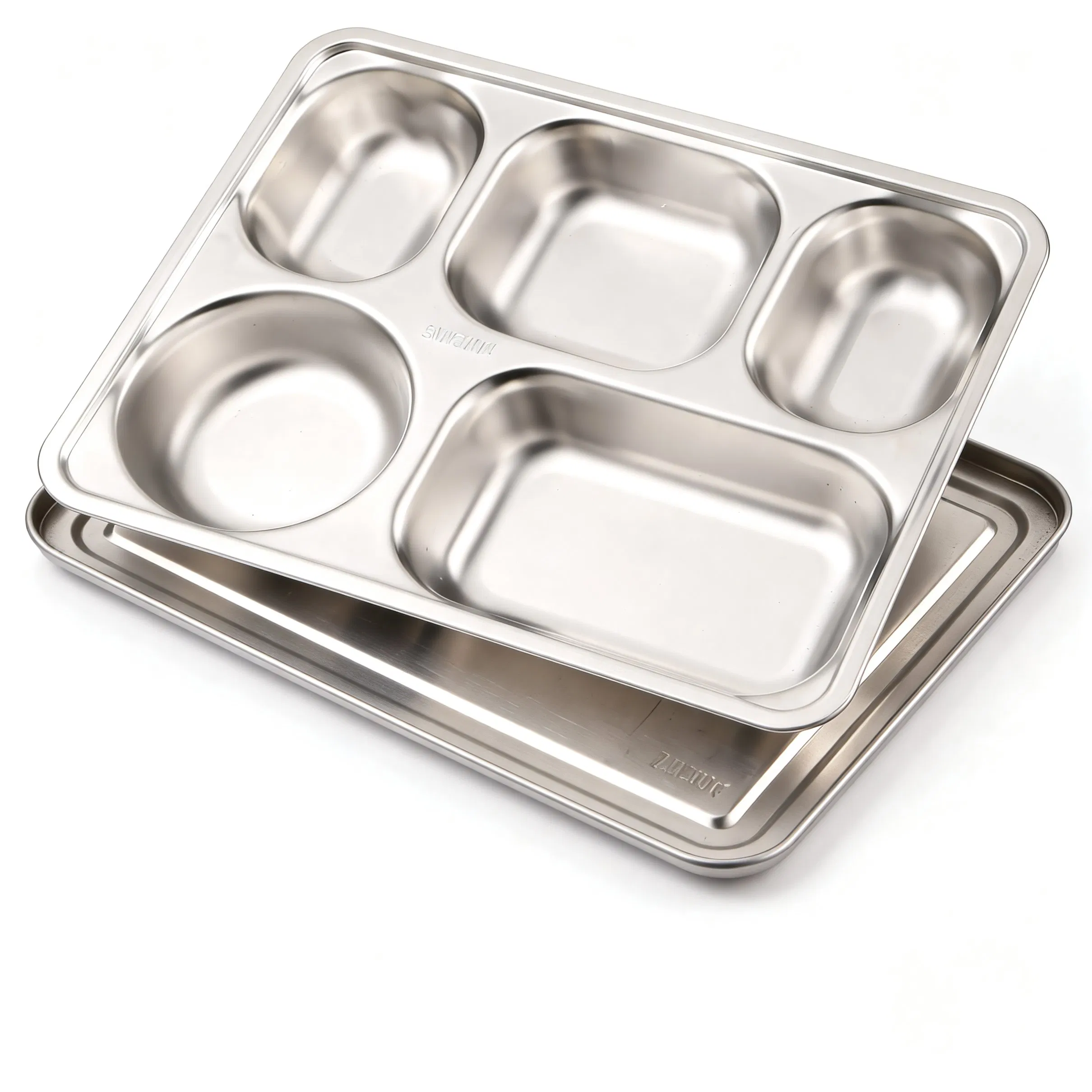 Eco-Friendly Stainless Steel Lunch Tray Reusable Durable Cafeteria Plate for School and Office Canteen