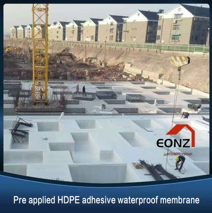 Pre-Applied High Polymer HDPE Self Adhesive Waterproof Membrane
